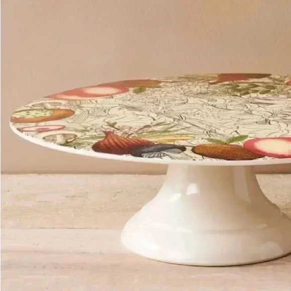 NWT JOHN DERIAN HARVEST PRINT CAKE STAND - Picture 1 of 4